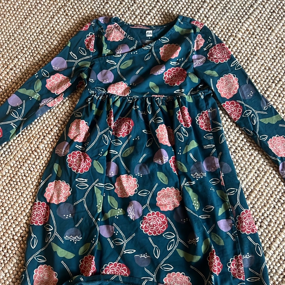 Tea Collection Floral Wrap-Neck Dress